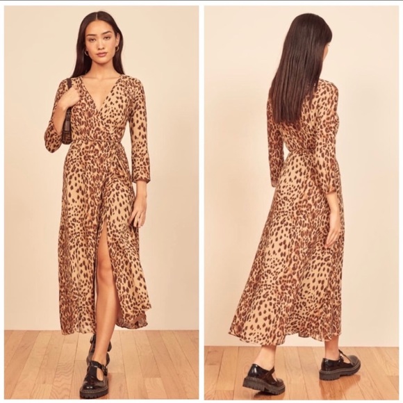 NWOT Reformation Alessandra dress Cat (leopard print) wrap dress size S - Picture 5 of 7